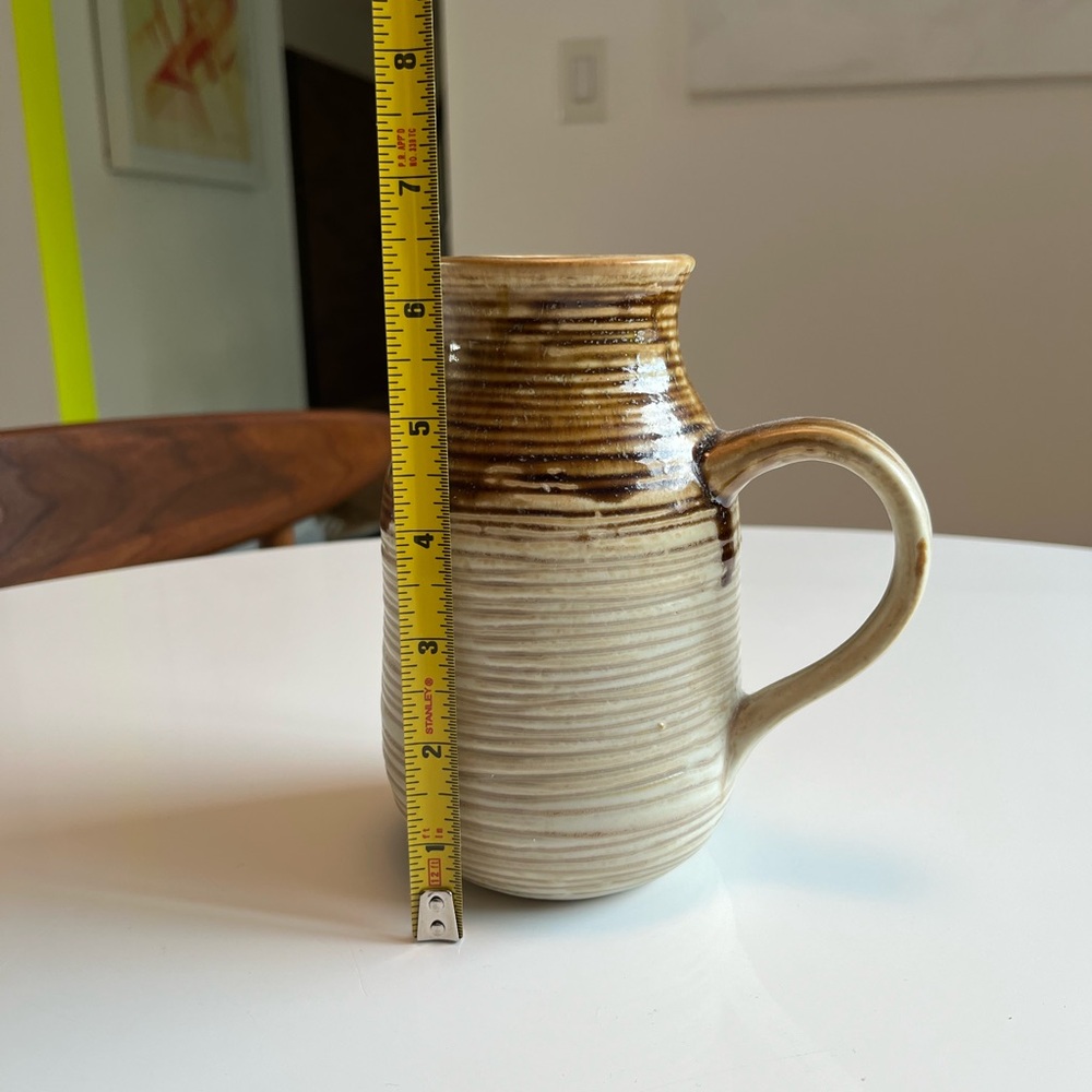 Rustic Handmade Two-Tone Ceramic Pitcher - Picture 3 of 10